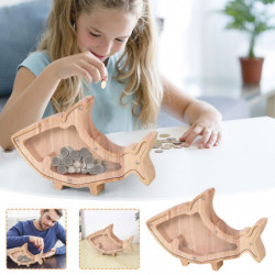 Sharks Solid Wood High-capacity Coin Storage Innovative Transparent Currency And Various Types Of Storage Jars FLYE2232 Sharks Solid Wood High-capacity Coin Storage Innovative Transparent Currency And Various Types Of Storage Jars FLYE2232