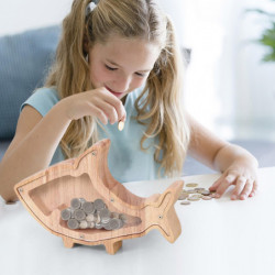 Sharks Solid Wood High-capacity Coin Storage Innovative Transparent Currency And Various Types Of Storage Jars FLYE2232 Sharks Solid Wood High-capacity Coin Storage Innovative Transparent Currency And Various Types Of Storage Jars FLYE2232