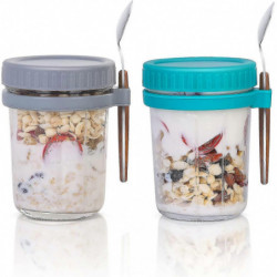 Overnight Oats Jars With Lid And Spoon Set Of 210 Oz Multiple Use Large Capacity Airtight Seal Oatmeal Container [...]