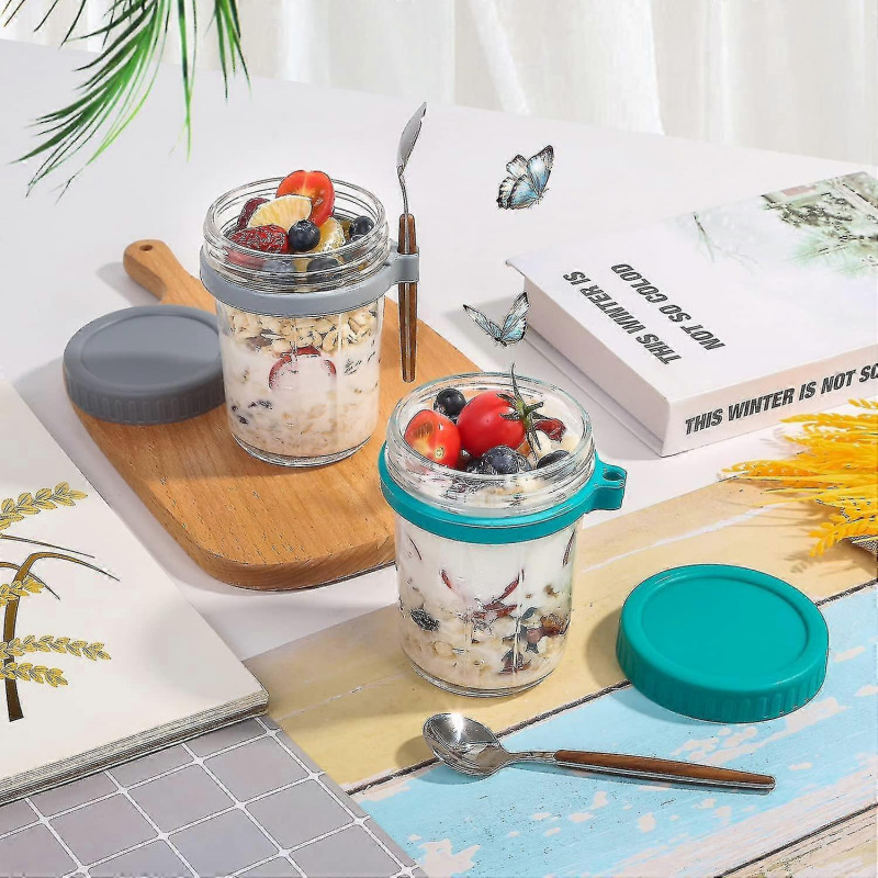 Overnight Oats Jars With Lid And Spoon Set Of 210 Oz Multiple Use Large Capacity Airtight Seal Oatmeal Container [...]
