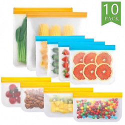 14pcs / set de sac alimentaire en silicone réutilisable sac de conservation frais fruits et légumes sac scellé [...]