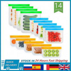 14pcs / set de sac alimentaire en silicone réutilisable sac de conservation frais fruits et légumes sac scellé [...]