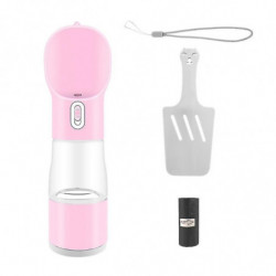 Portable Dog Water Bottle, 4 In 1 With Food Container, (pink) Portable Dog Water Bottle, 4 In 1 With Food Container, (pink)
