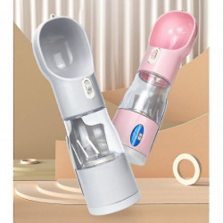 Portable Dog Water Bottle, 4 In 1 With Food Container, (pink) Portable Dog Water Bottle, 4 In 1 With Food Container, (pink)