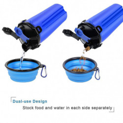 Dog Water Bottle Dog Bowls Pet Food Container 2-in-1 Blue Dog Water Bottle Dog Bowls Pet Food Container 2-in-1 Blue
