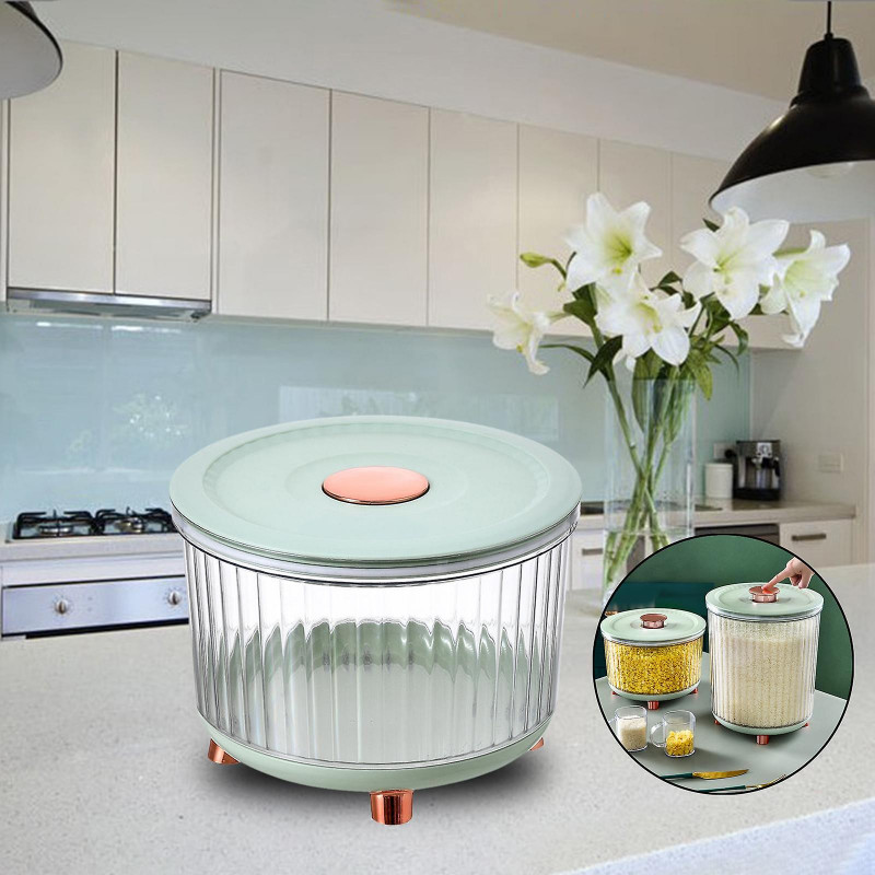 Insect-proof Food Sealed Grain Container Pet Food Container Rice Storage Box Green 5kg