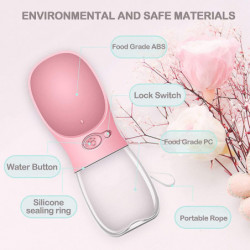 Dog Water Bottle 350ml, Pet Travel Water Dispenser Antibacterial Food Grade Leak Proof Dog Cat Drink Bowl, [...]