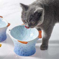 Cat Bowl Ceramic Utensils Protect Cervical Vertebrae Eating Pot Cat Food Cat Bowl Colorful Fish