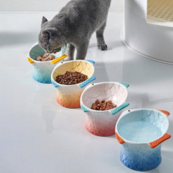 Cat Bowl Ceramic Utensils Protect Cervical Vertebrae Eating Pot Cat Food Cat Bowl Colorful Fish