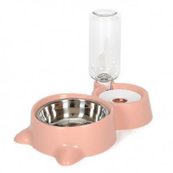 Pink Automatic Double Water & Rice Storage Bowl For Pet Cat Dog