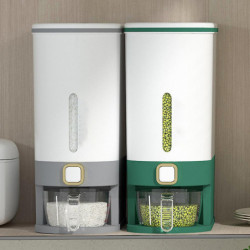 Press-Type Rices Bucket with Measuring Cup Waterproof Dustproof Storage Cans for Kitchen Home