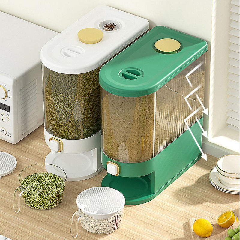 Press-Type Rices Bucket with Measuring Cup Waterproof Dustproof Storage Cans for Kitchen Home