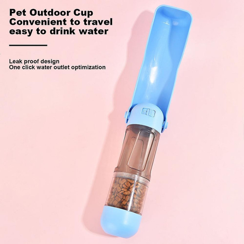 Multifonctionnel Extérieur Pet Water Bottle Portable Dual Use Pet Food Water Container Pet Dog Cat Supplies