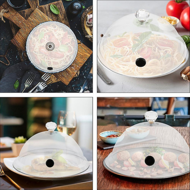 2Pcs Smoky Protection Covers Home Food Lid Tray Tents Transparent Food Lids