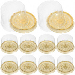 10Pcs Clear Plastic Food Container Cake Containers Carriers Packaging Box with Lids 4inch