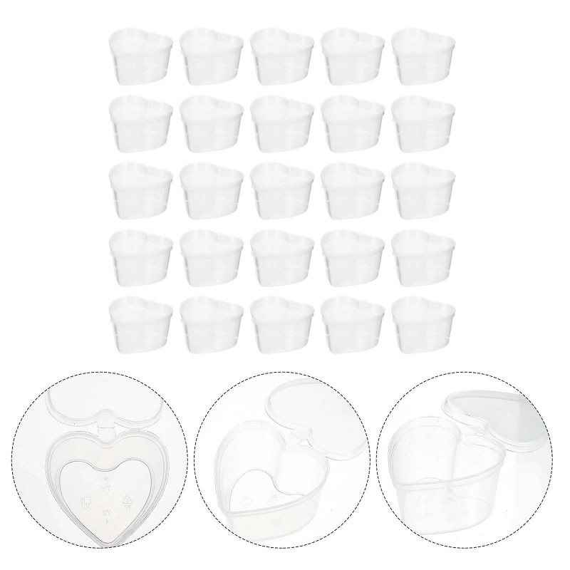 50 PCS 50ML PP Plastic Transparent Heart Shaped Spice Storage Leak Proof Container with Lid