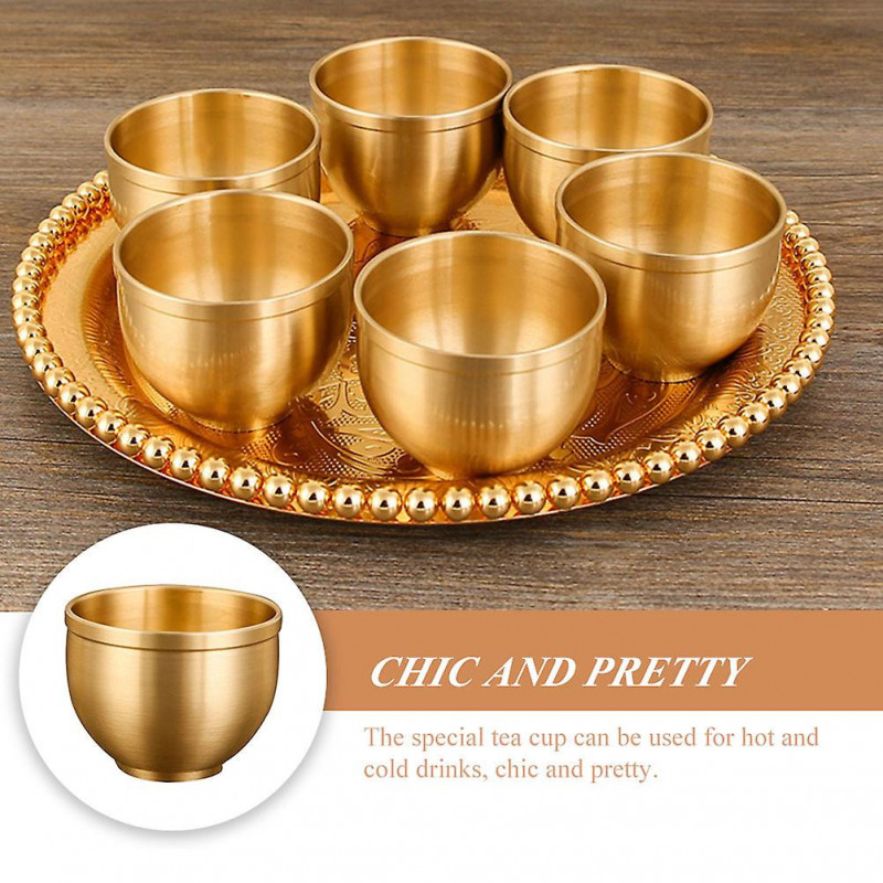 Brass Wine Cup Multipurpose Round Cup Wine Container for Home (Golden)
