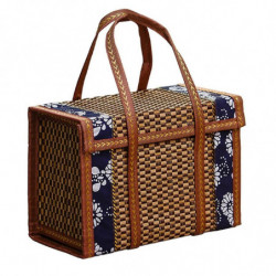 Fruit Basket Bamboo Woven Portable Simple Handheld Picnic Food Container Foldable Snacks Containers Kids 40x20x25cm,B