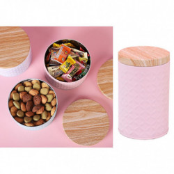 Boîte de stockage en métal à grain de bois Boîte de stockage en métal Boîtes de thé à domicile Organisateur Cuisine pour