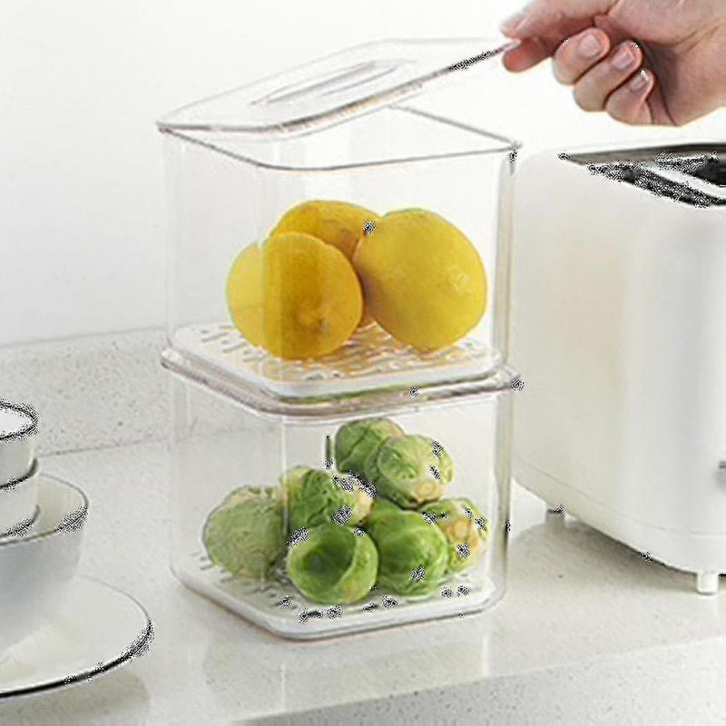 1pcs Fresh-keeping Box Drain Refrigerator Storage Box With Lid 1pcs Fresh-keeping Box Drain Refrigerator Storage Box With Lid