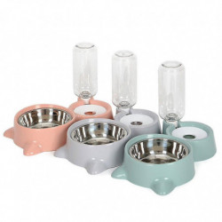 Gray Automatic Double Water & Rice Storage Bowl For Pet Cat Dog