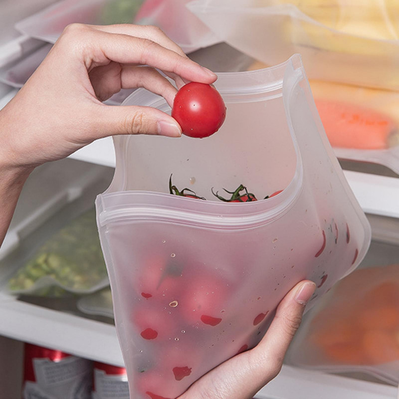 Sacs hermétiques pour réfrigérateur scellé Transparent de qualité alimentaire réutilisable Lavable Frais-conservation