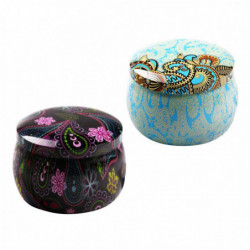 2pcs Candy Cookies Storage Tin Box For Home Decor Retro Tinplate - Colorful 1 + Colorful 2