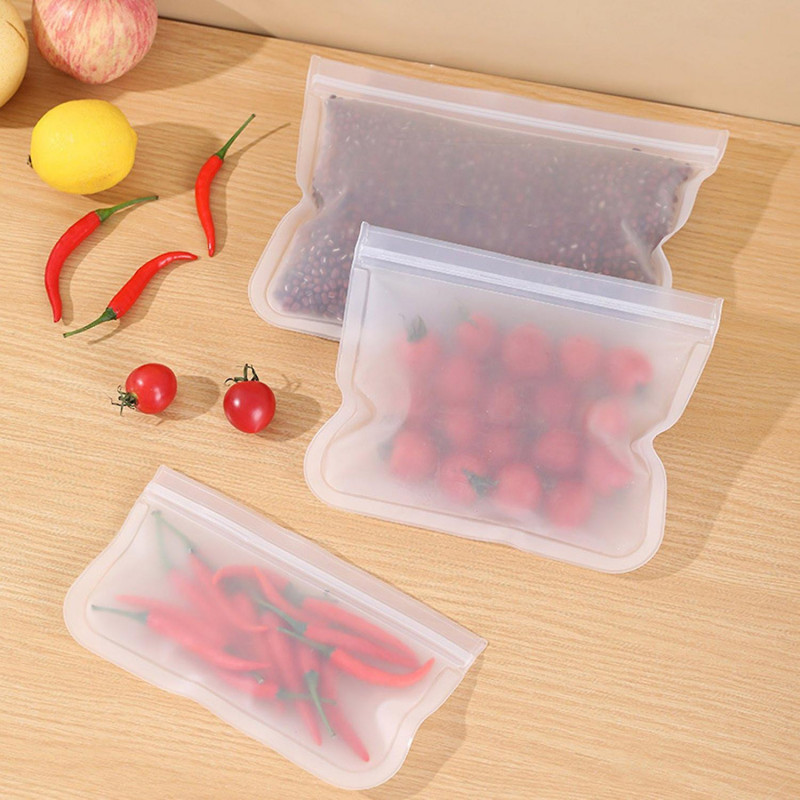 2Pcs Transparent Food Freezer Bag EVA Fresh-keeping Bag Refrigerator Vegetable & Fruit Self Sealing