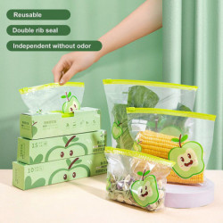 1 Box Sealed Bag Double Ribs Sealing Leakproof Heat And Cold Resistant Wider Base Freshness Preserva