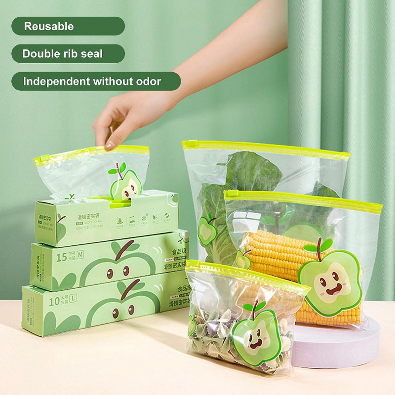 1 Box Sealed Bag Double Ribs Sealing Leakproof Heat And Cold Resistant Wider Base Freshness Preserva