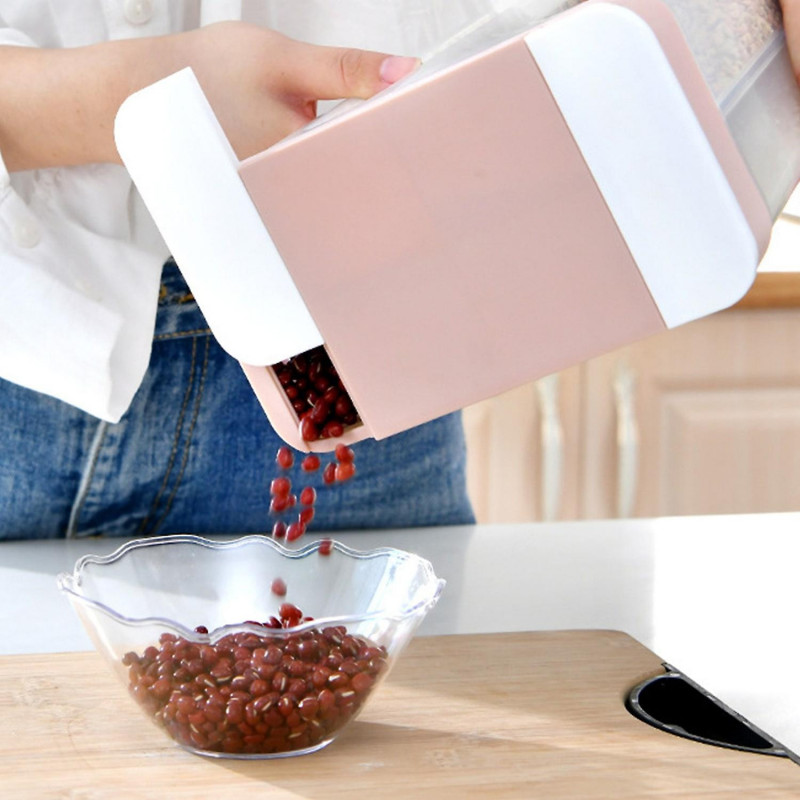 Home 4-Compartment Grain Storage Tank Box Transparent Sealed Cereal Container