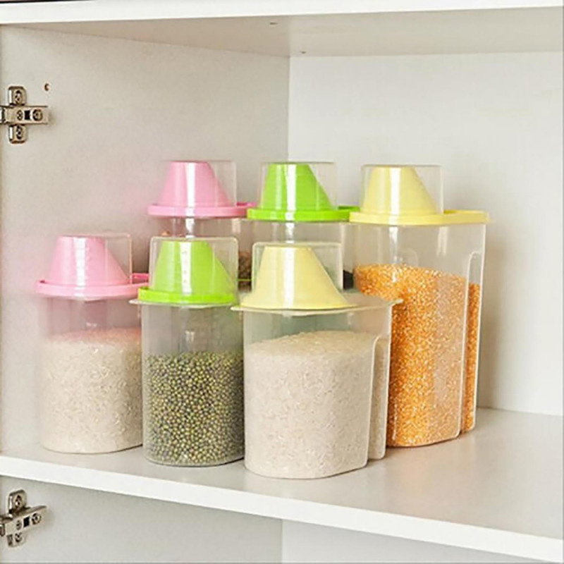 Cereal Storage Box with Lid Measuring Cup Plastic 1.9/2.5L Food Storage Dispenser for Cereals Cereal Storage Box with Lid Measuring Cup Plastic 1.9/2.5L Food Storage Dispenser for Cereals