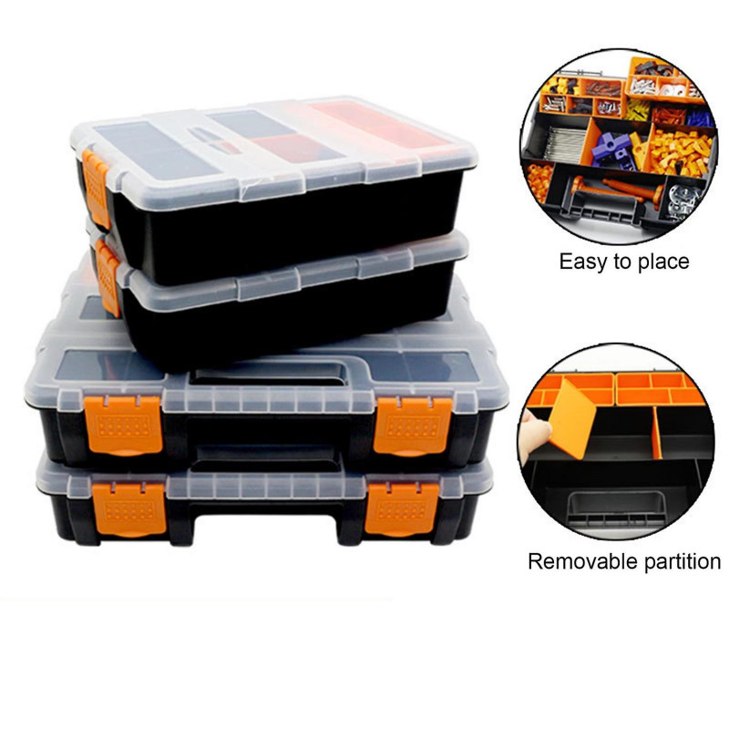 ZHOUBA Portable Multi Grid Impact Resistant Screw Tools Parts Storage Box Container