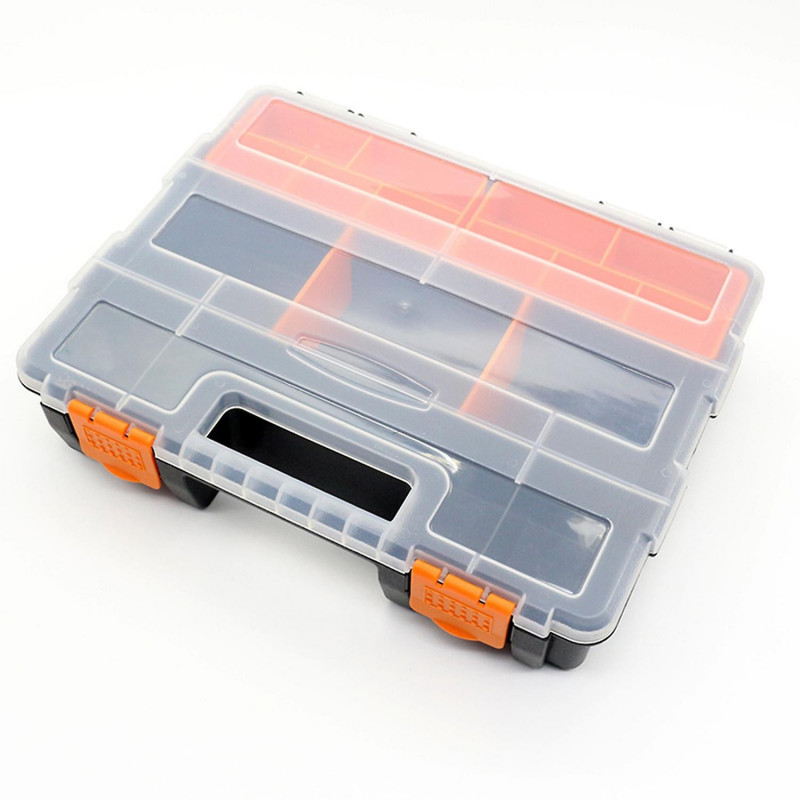 ZHOUBA Portable Multi Grid Impact Resistant Screw Tools Parts Storage Box Container