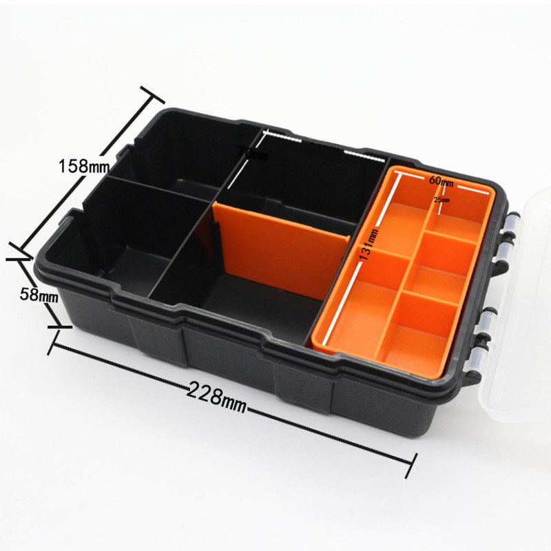 ZHOUBA Portable Multi Grid Impact Resistant Screw Tools Parts Storage Box Container