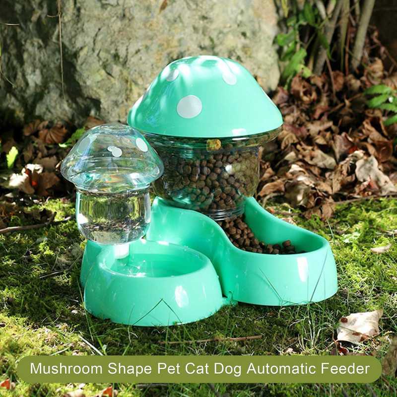 1 Set Cat Water Feeder Auto Replenishment Large Capacity Mushroom Shape Pet Dog Cat Water Food Conta