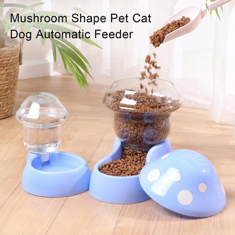 1 Set Cat Water Feeder Auto Replenishment Large Capacity Mushroom Shape Pet Dog Cat Water Food Conta