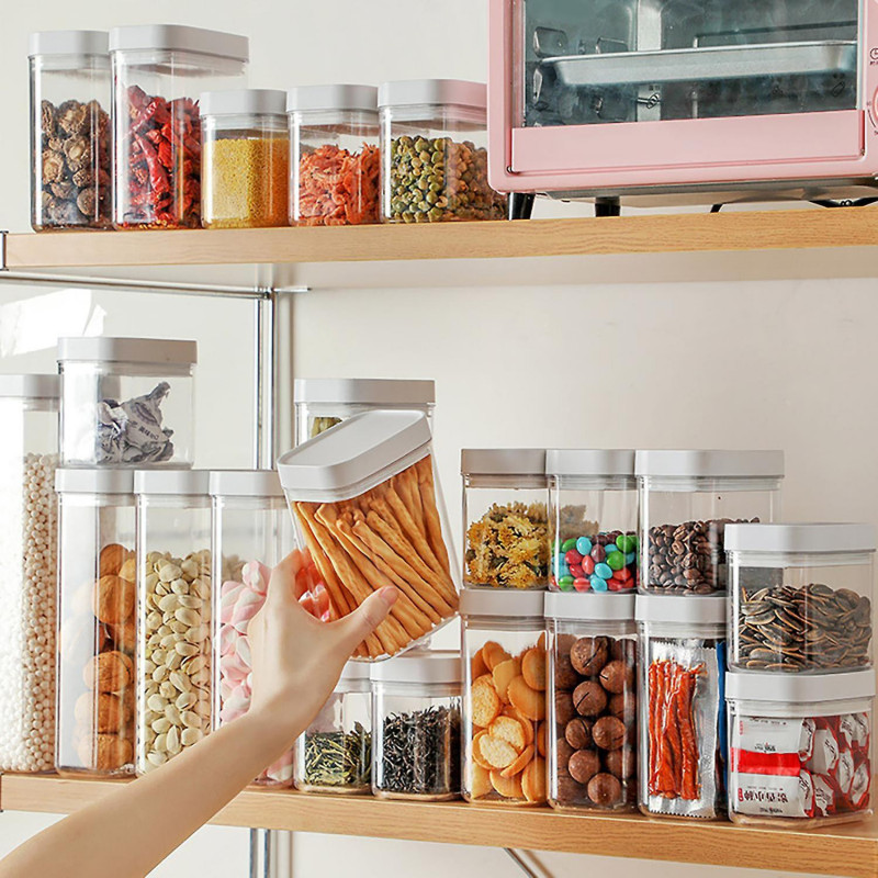 400/700/1200/1600ML Transparent Food Storage Jar Good Sealing Durable Food-grade Practical Kitchen C