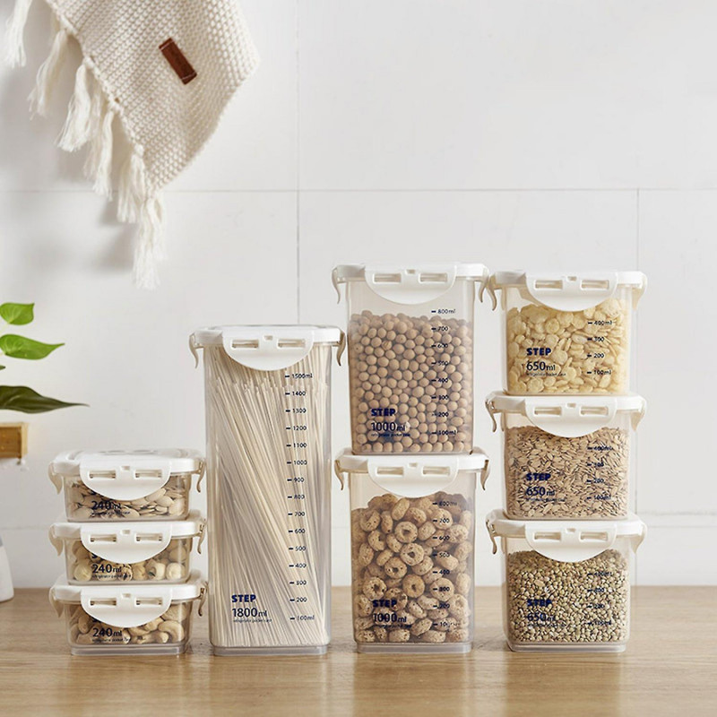 Food Jar Food Grade Plastic Scale Mark Style Food Sealing Jar for Home