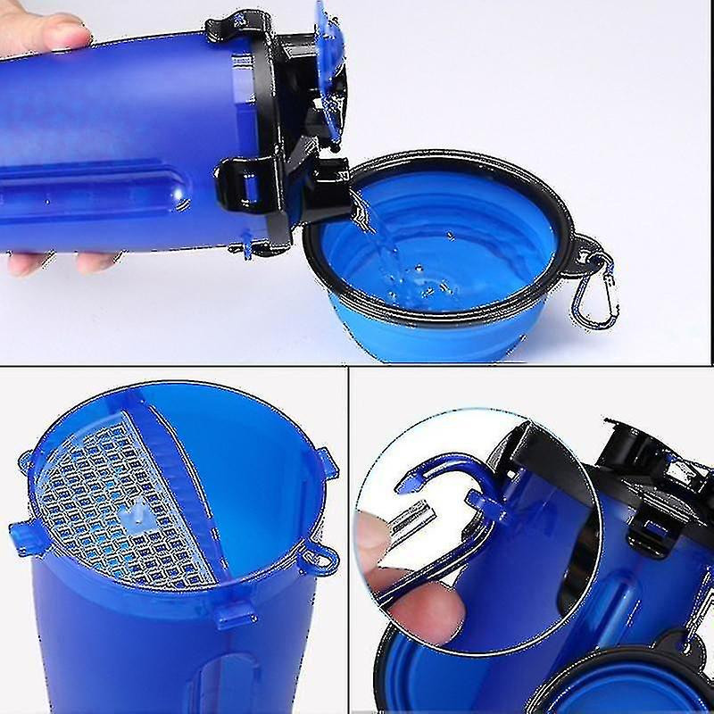 Portable 2 In 1 Pet Folding Water Bottle Food Container With Folding Silicone Pet Bowl Outdoor