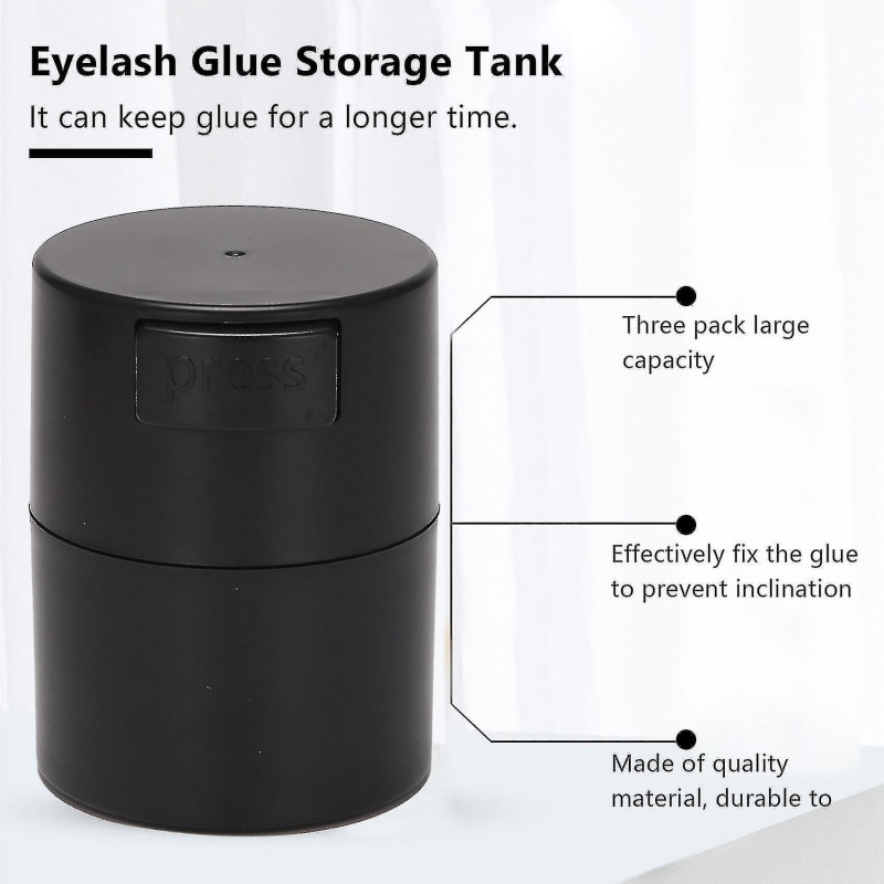 Eyelash Glue Storage Tank Stand Jar Box 4 Cells Container Black