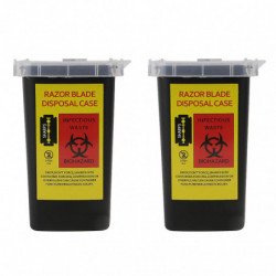 2Pcs Shaving Blades Storage Boxes Portable Waste Shaving Blades Container Black