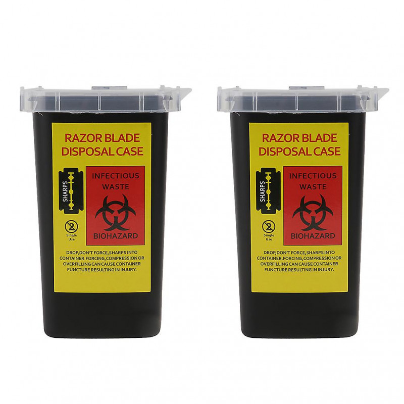 2Pcs Shaving Blades Storage Boxes Portable Waste Shaving Blades Container Black