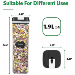 Food Containers Set, Kitchen Pantry Organization And Set For , Spaghetti, Noodles, Pasta (4 Pack)