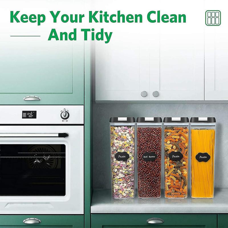 Food Containers Set, Kitchen Pantry Organization And Set For , Spaghetti, Noodles, Pasta (4 Pack)