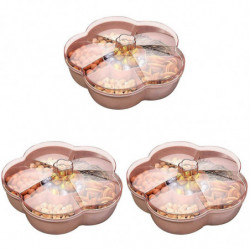 3X Snack Storage Box, Flower Shape Snack Tray with Lid, Food Storage Box,Fruit Box Container,Pink