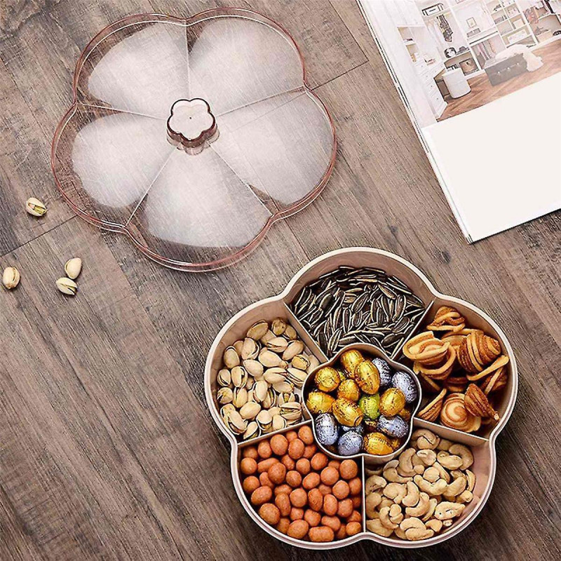 3X Snack Storage Box, Flower Shape Snack Tray with Lid, Food Storage Box,Fruit Box Container,Pink