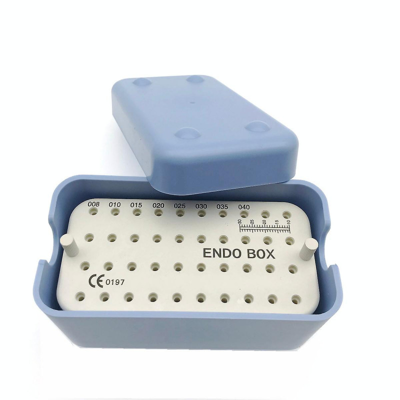 1pc Nouvelle boîte endo en plastique dentaire avec une règle pour les fichiers Dental Endo Container