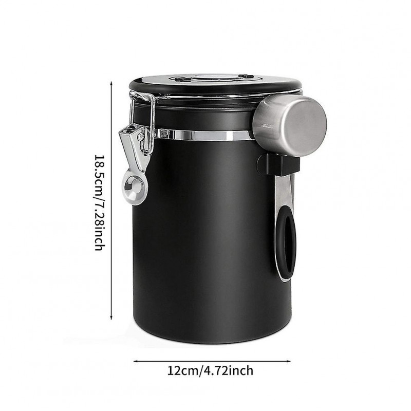 1800ml With Spoon Coffee Bean Storage Jar Easy Clean Stainless Steel Keep Fresh