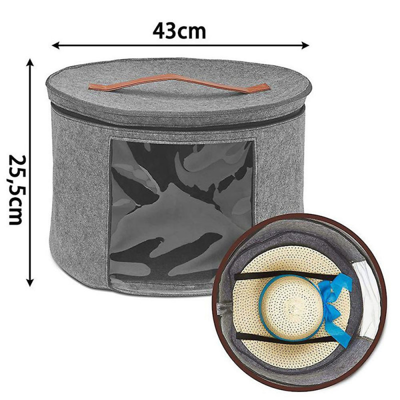 Round Shape Felt Hat Storage Bucket Large Capacity Dustproof Storage Case for Outdoors